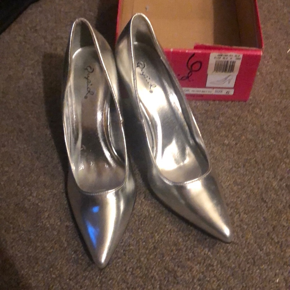 Brand new in box silver heels size 6